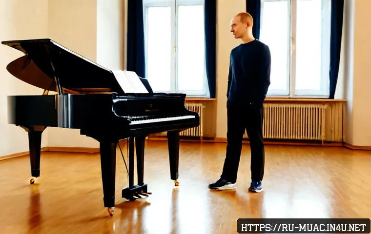 뮤지컬 배우의 연습 파트너 찾기 - Photorealistic Moscow rehearsal studio, two adult musical theatre performers practicing a dramatic d...